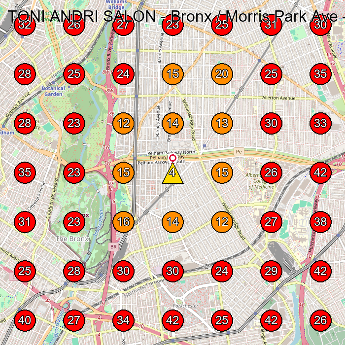 TONI ANDRI SALON - Bronx / Morris Park Ave GeoGrid visibility map for Hair Salon in Bronx